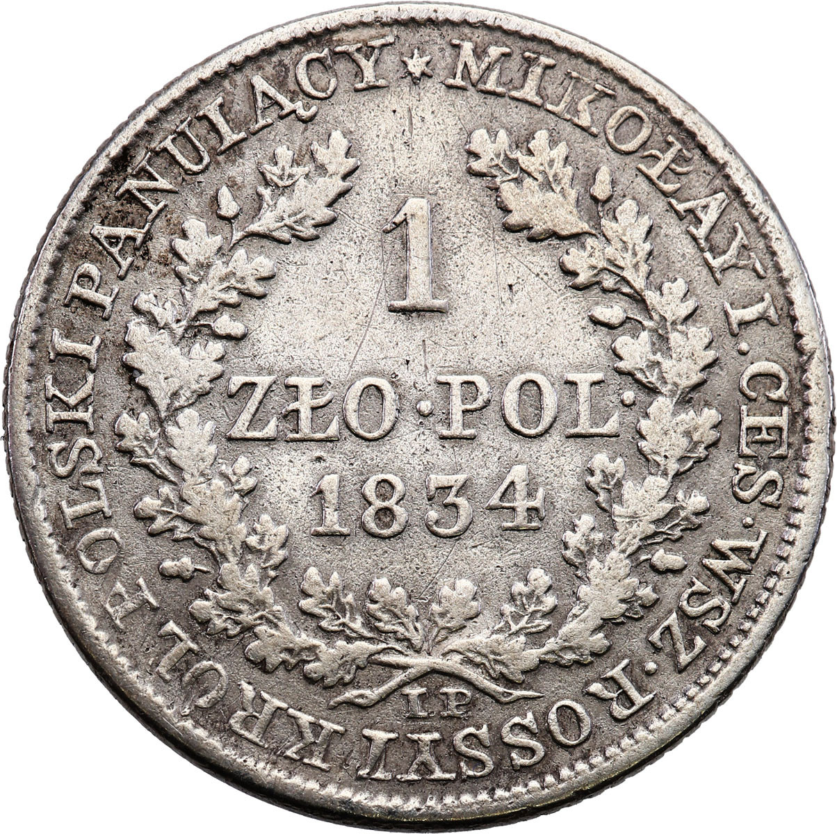 Królestwo Polskie / Rosja. Mikołaj I. 1 złoty 1834 IP, Warszawa